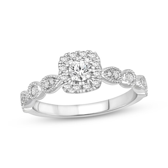 Previously Owned Diamond Engagement Ring 1/2 ct tw Round-cut 10K White Gold Size 7