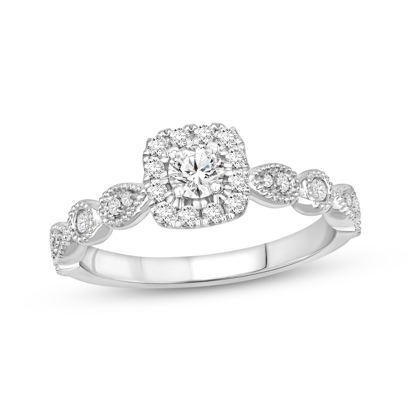 Main Image 1 of Previously Owned Diamond Engagement Ring 1/2 ct tw Round-cut 10K White Gold Size 7