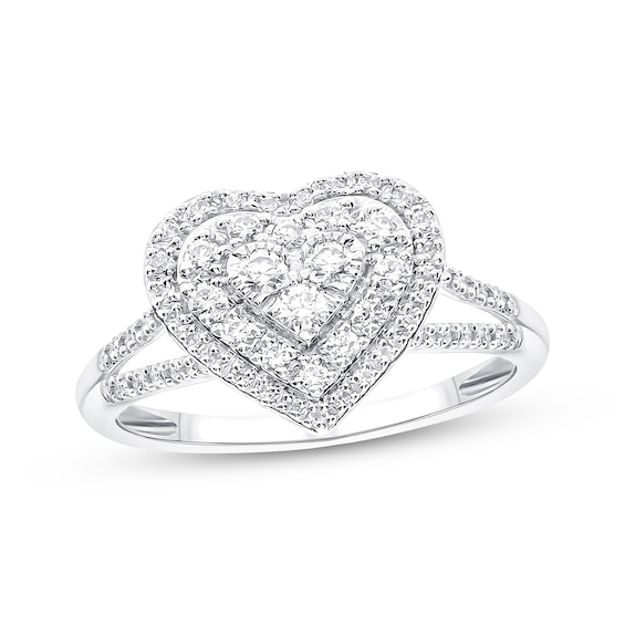 Previously Owned Diamond Heart Ring 1/2 ct tw Round-cut 10K White Gold