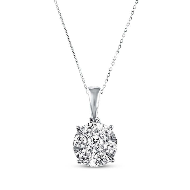 Main Image 1 of Previously Owned Diamond Necklace 1/4 ct tw Round-cut 10K White Gold