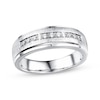 Thumbnail Image 1 of Previously Owned Men's Diamond Wedding Band 1/6 ct tw Round-cut 10K White Gold