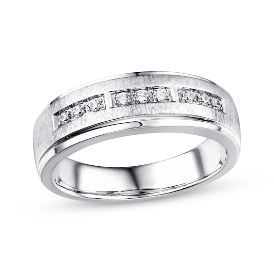 Previously Owned Men's Diamond Wedding Band 1/6 ct tw Round-cut 10K White Gold