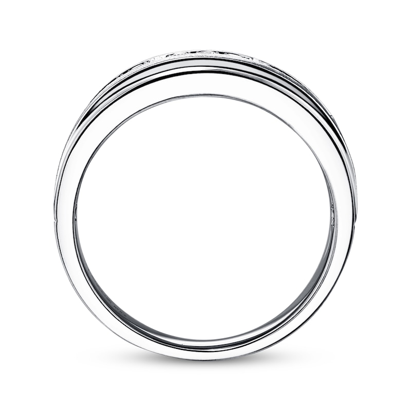 Main Image 3 of Previously Owned Men's Diamond Wedding Band 1/6 ct tw Round-cut 10K White Gold