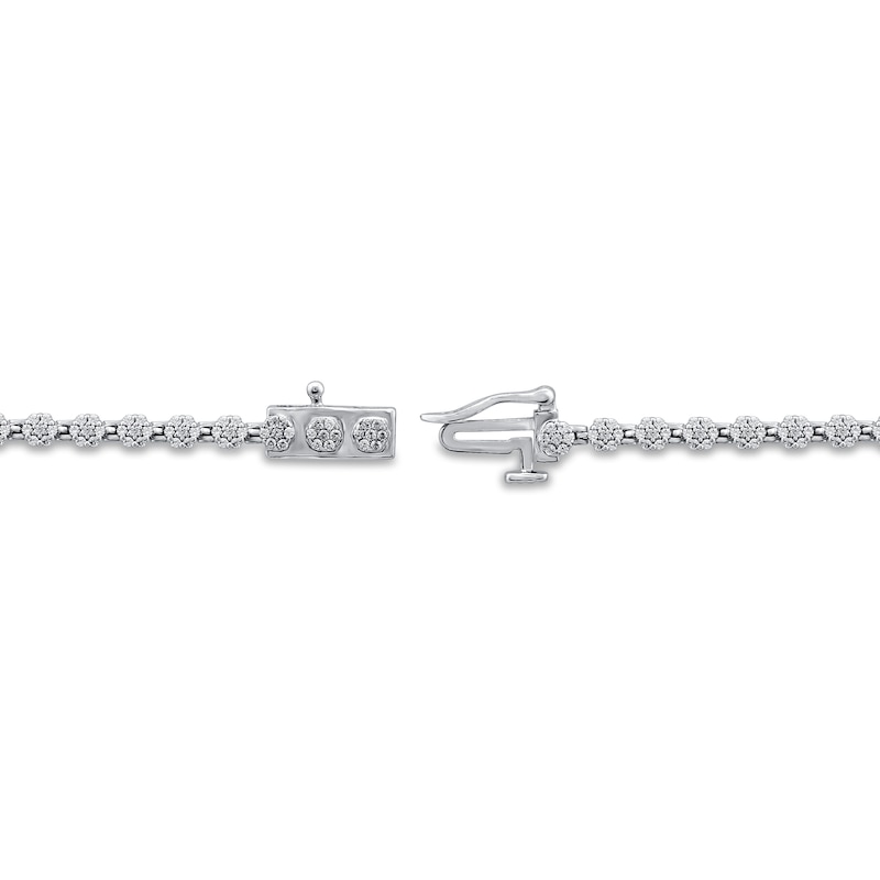 Previously Owned Diamond Flower Bracelet 1 ct tw Round-cut 10K White Gold