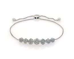 Previously Owned Multi-Diamond Bolo Bracelet 1 ct tw 10K White Gold 9.5"