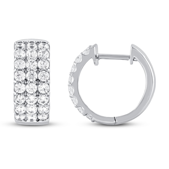 Previously Owned Diamond Hoop Earrings 1 ct tw Round-cut 10K White Gold
