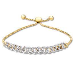 Previously Owned Diamond Link Bolo Bracelet 1/4 ct tw Round-cut 10K Yellow Gold 9.5"