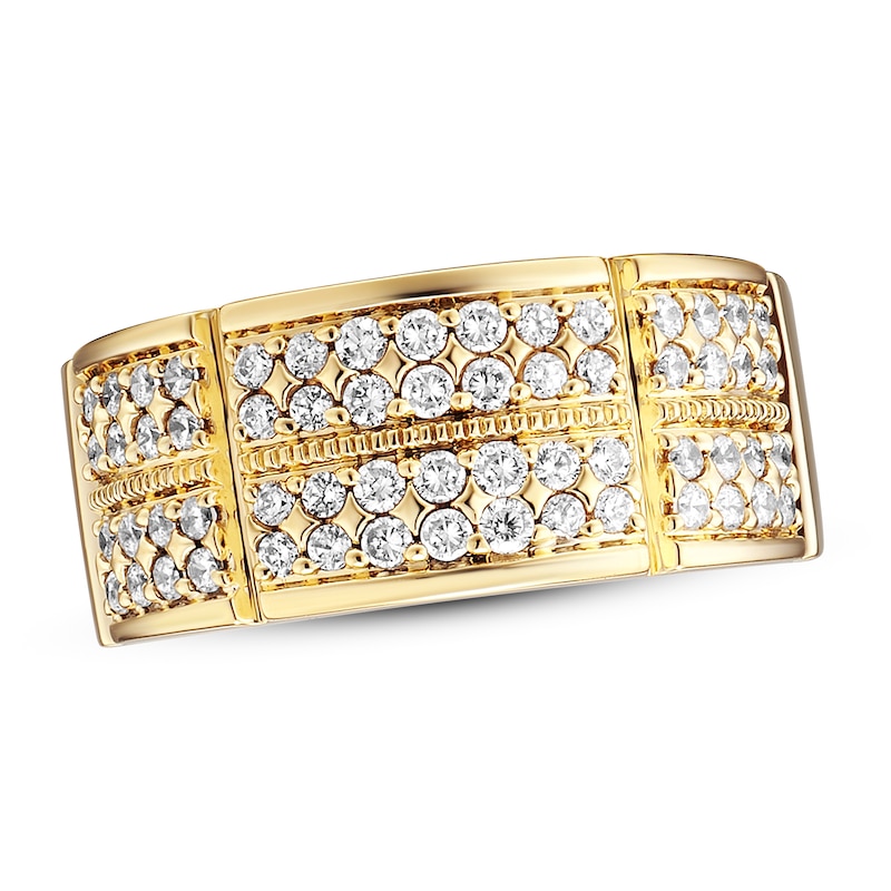 Main Image 1 of Previously Owned Men's Diamond Wedding Band 1 ct tw Round-cut 10K Yellow Gold