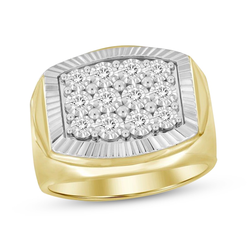 Main Image 1 of Previously Owned Men's Diamond Ring 1/2 ct tw Round-cut 10K Two-Tone Gold