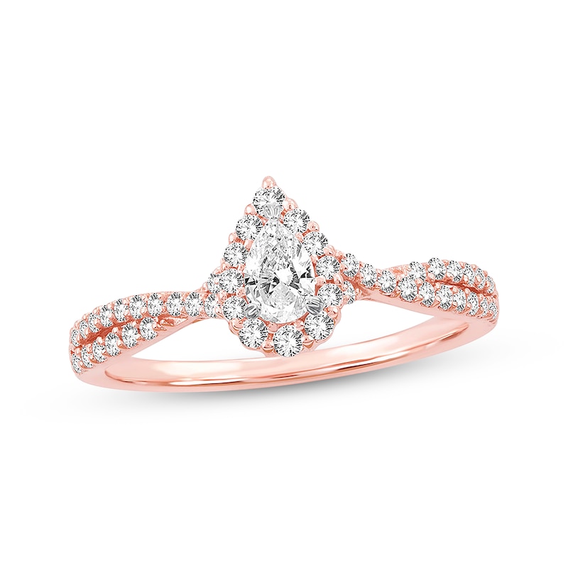 Main Image 1 of Previously Owned Diamond Engagement Ring 1/2 ct tw Pear & Round-cut 14K Rose Gold
