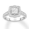 Thumbnail Image 1 of Previously Owned Diamond Engagement Ring 1 ct tw Princess & Round 14K White Gold