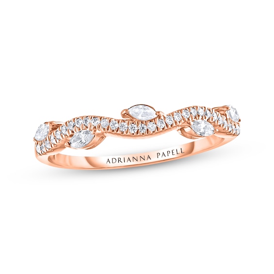 Previously Owned Adrianna Papell Diamond Anniversary Band 1/3 ct tw Round & Marquise-cut 14K Rose Gold
