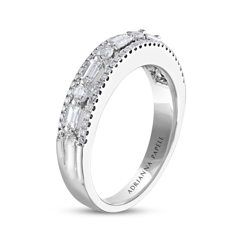 Main Image 2 of Previously Owned Adrianna Papell Diamond Anniversary Ring 1/2 ct tw Baguette & Round-cut 14K White Gold