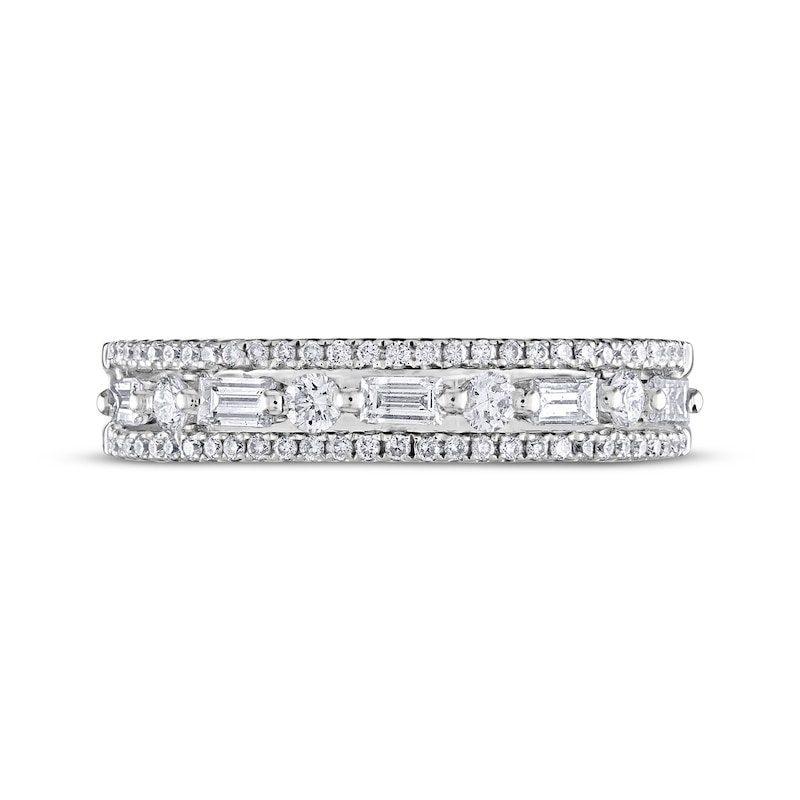 Main Image 3 of Previously Owned Adrianna Papell Diamond Anniversary Ring 1/2 ct tw Baguette & Round-cut 14K White Gold
