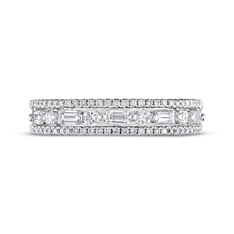 Previously Owned Adrianna Papell Diamond Anniversary Ring 1/2 ct tw Baguette & Round-cut 14K White Gold