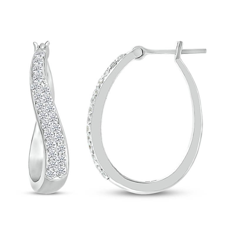 Previously Owned Diamond Swirl Hoop Earrings 3/4 ct tw Round-cut Sterling Silver