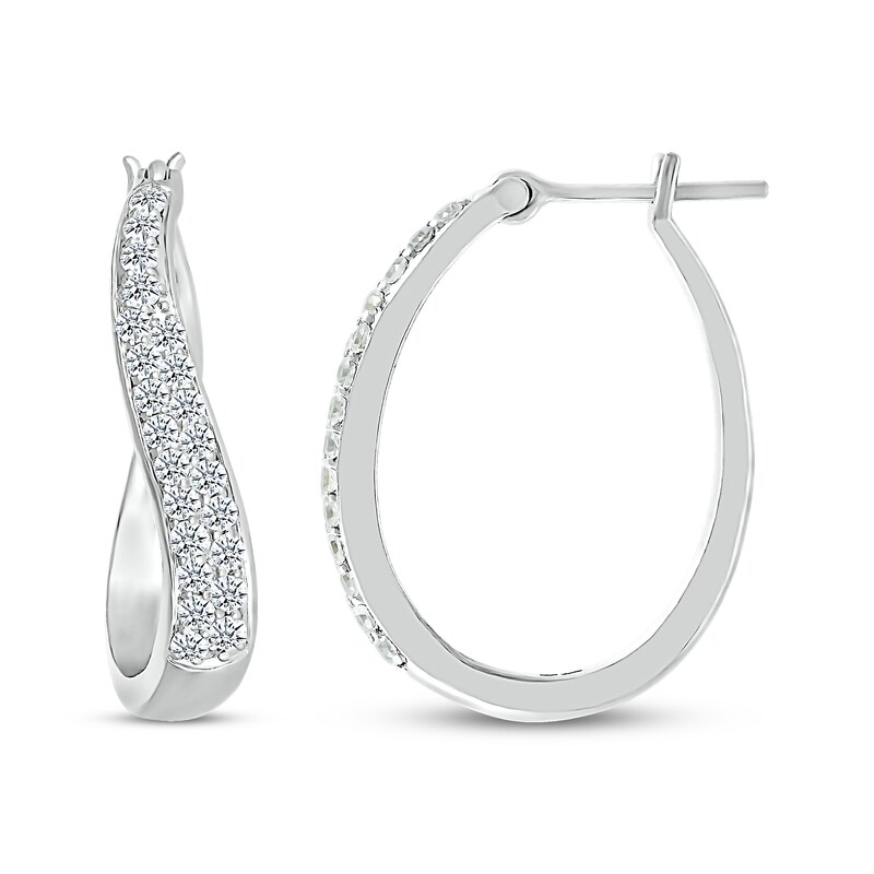 Previously Owned Diamond Swirl Hoop Earrings 3/4 ct tw Round-cut Sterling Silver