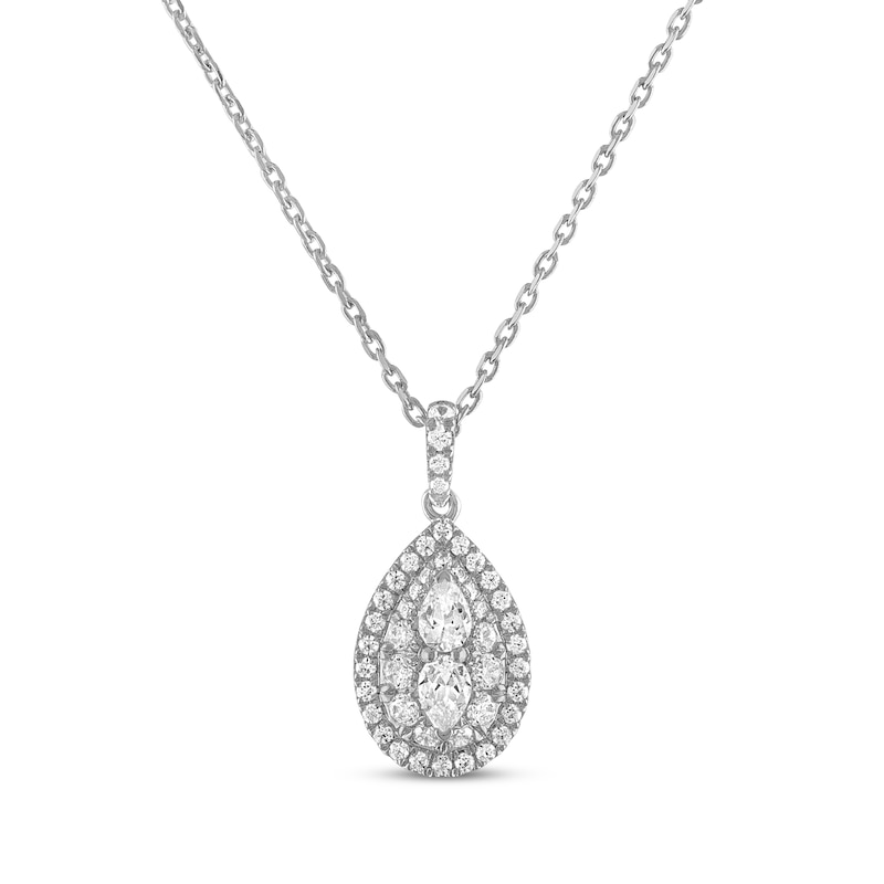 Previously Owned Forever Connected Diamond Necklace 1/2 ct tw Pear & Round-cut 10K White Gold 18"