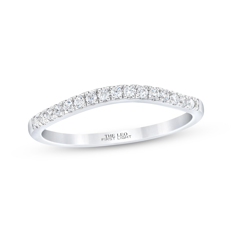 Previously Owned THE LEO First Light Diamond Wedding Band 1/6 ct tw Round-cut 14K White Gold