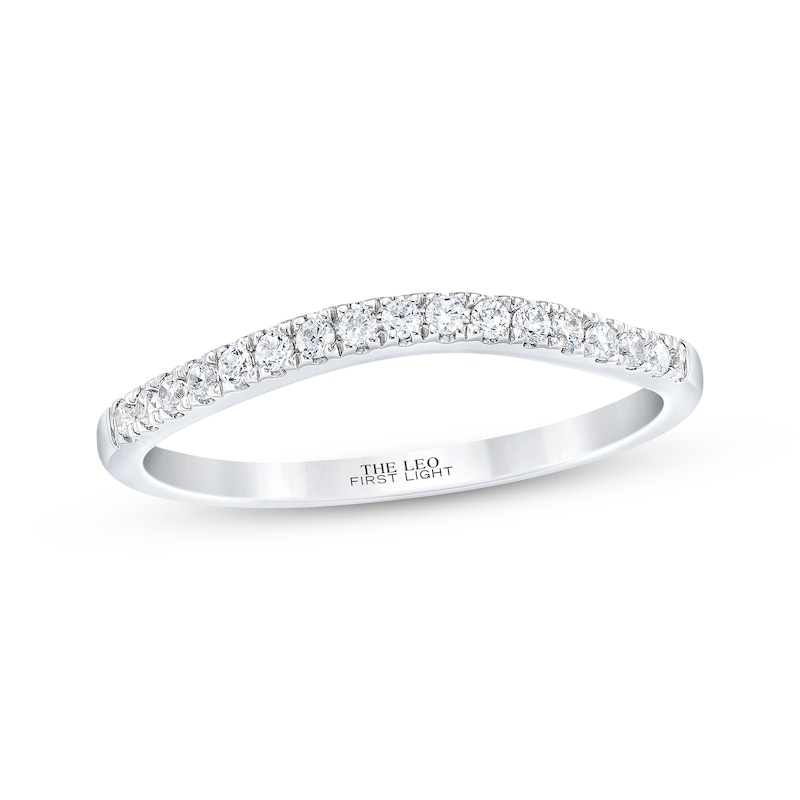 Main Image 1 of Previously Owned THE LEO First Light Diamond Wedding Band 1/6 ct tw Round-cut 14K White Gold