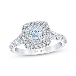 Previously Owned THE LEO First Light Diamond Engagement Ring 1 ct tw Round-cut 14K White Gold