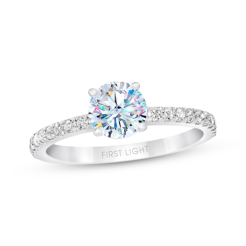 Main Image 1 of Previously Owned THE LEO First Light Diamond Engagement Ring 5/8 ct tw Round-cut 14K White Gold