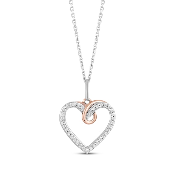 Previously Owned Hallmark Diamonds Heart Necklace 1/10 ct tw Sterling Silver & 10K Rose Gold 18"
