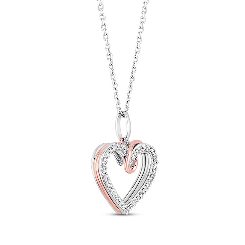Main Image 2 of Previously Owned Hallmark Diamonds Heart Necklace 1/10 ct tw Sterling Silver & 10K Rose Gold 18"
