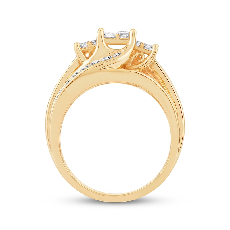 Main Image 2 of Previously Owned Multi-Stone Diamond Engagement Ring 1 ct tw Princess & Round-cut 10K Yellow Gold