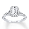 Thumbnail Image 1 of Previously Owned THE LEO Diamond Engagement Ring 1 ct tw Emerald & Round-cut 14K White Gold