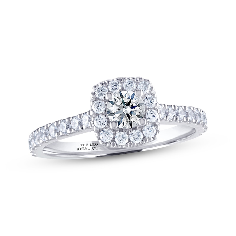 Main Image 1 of Previously Owned THE LEO Ideal Cut Diamond Engagement Ring 3/4 ct tw Round-cut 14K White Gold