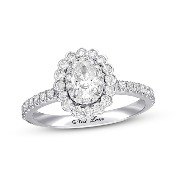 Previously Owned Neil Lane Diamond Engagement Ring 7/8 ct tw Oval & Round-cut 14K White Gold