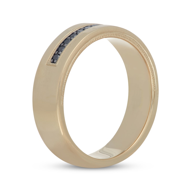 Previously Owned Neil Lane Men's Black Diamond Wedding Band 1/6 ct tw Round-cut 18K Yellow Gold - Size 8.5