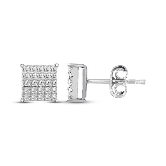 Previously Owned Princess-Cut Diamond Earrings 1/2 ct tw 10K White Gold