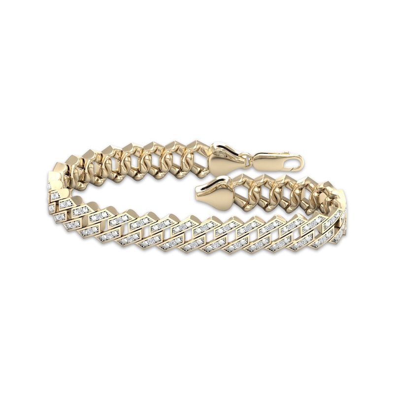 MEN'S YELLOW GOLD BRACELET WITH DIAMOND PAVE, 2 1/6 CT TW