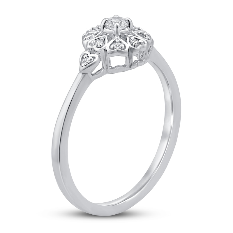 Main Image 2 of Previously Owned Diamond Heart Halo Ring 1/10 ct tw Round-Cut Sterling Silver