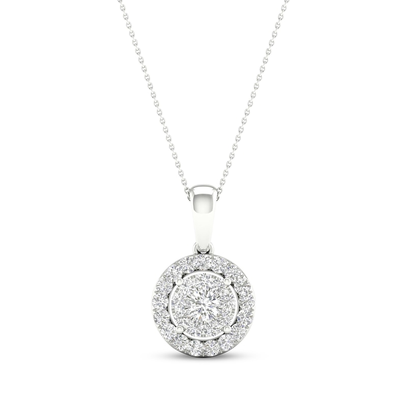 Previously Owned Multi-Diamond Necklace 1/2 ct tw Round-Cut 10K White Gold 18"