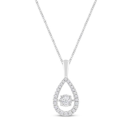 Previously Owned Unstoppable Love Diamond Pear Necklace 1/2 ct tw Round-cut 10K White Gold 19"
