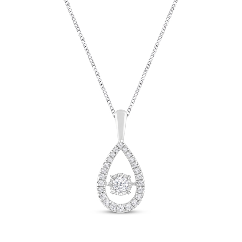 Main Image 1 of Previously Owned Unstoppable Love Diamond Pear Necklace 1/2 ct tw Round-cut 10K White Gold 19&quot;