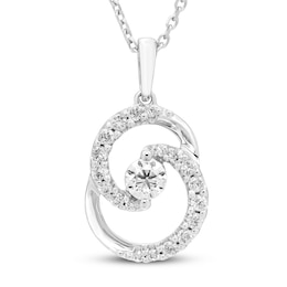Previously Owned Encircled by Love Diamond Necklace 1/3 ct tw Round-cut 10K White Gold 18"