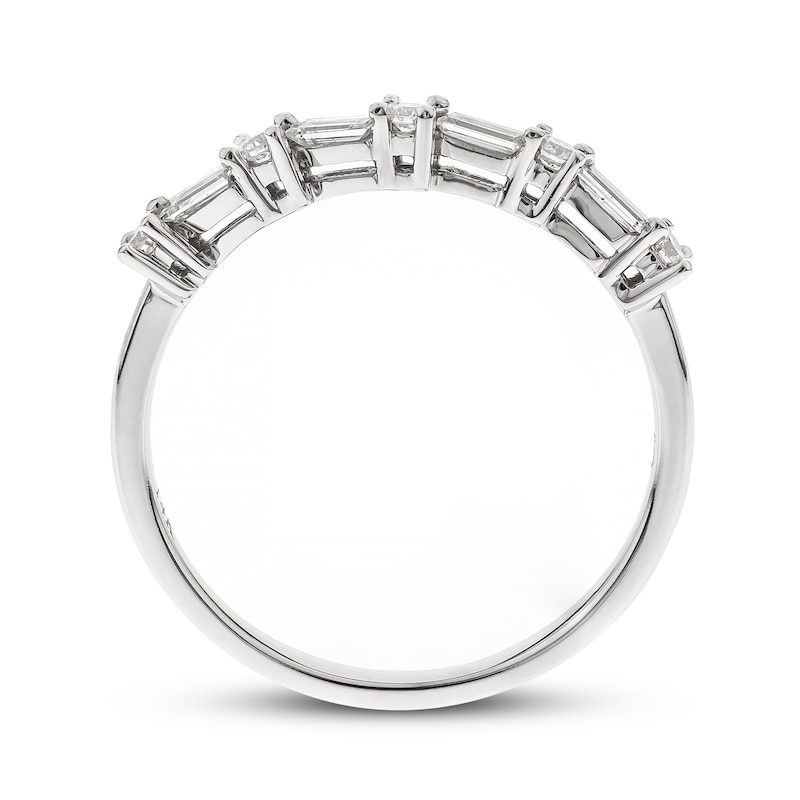 Main Image 2 of Previously Owned Round & Baguette Diamond Anniversary Ring 1/3 ct tw 14K White Gold