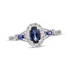 Thumbnail Image 1 of Previously Owned Natural Oval-Cut Sapphire Ring 1/8 ct tw Diamonds 10K White Gold