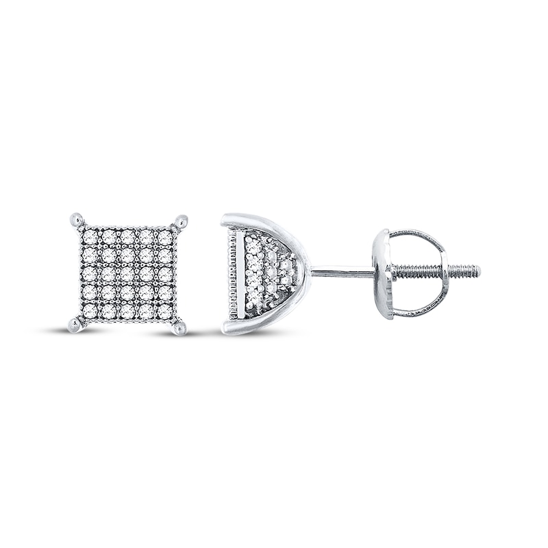 Main Image 1 of Previously Owned Men's Diamond Stud Earrings 1/4 ct tw Round-cut 10K White Gold