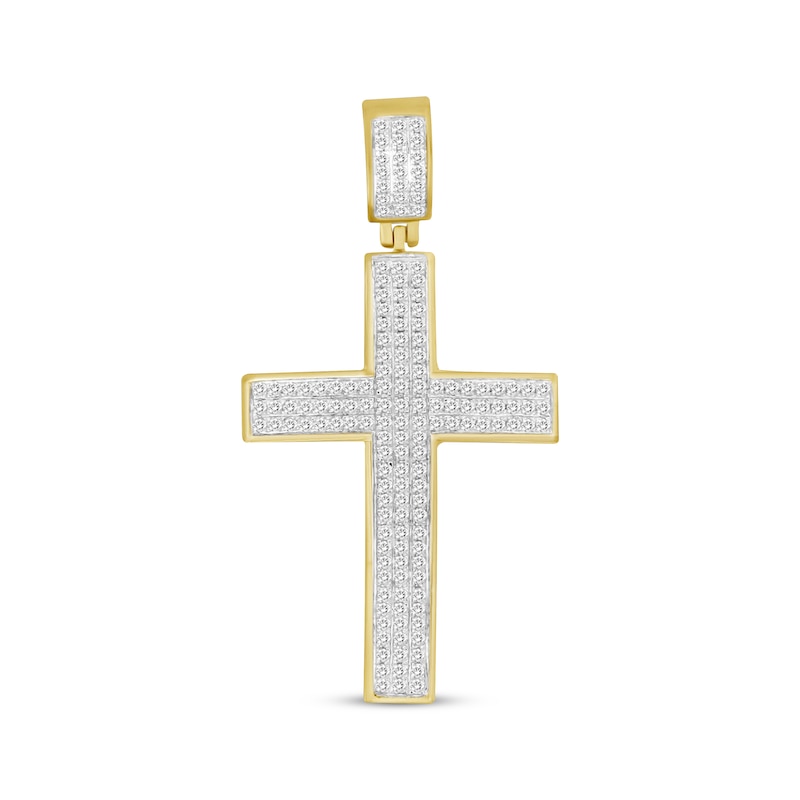 Main Image 1 of Previously Owned Men's Diamond Cross Pendant 1/2 ct tw Round-cut 10K Yellow Gold