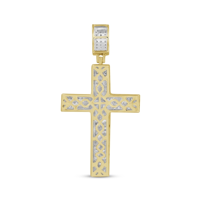 Previously Owned Men's Diamond Cross Pendant 1/2 ct tw Round-cut 10K Yellow Gold
