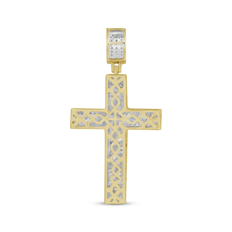 Main Image 4 of Previously Owned Men's Diamond Cross Pendant 1/2 ct tw Round-cut 10K Yellow Gold