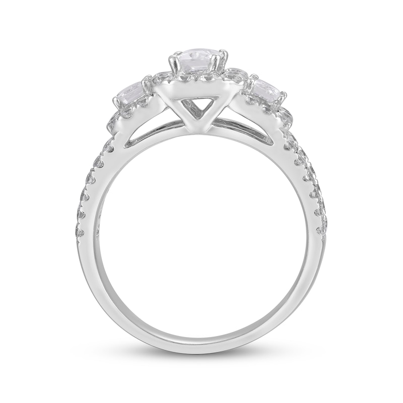 Main Image 3 of Previously Owned&nbsp;Diamond Engagement Ring 1-3/4 ct tw Emerald, Baguette, Round-cut 14K White Gold