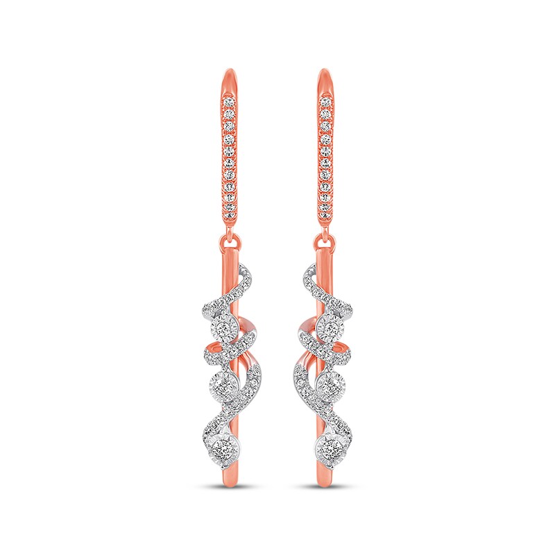 Main Image 2 of Previously Owned Diamond Drop Earrings 1/3 ct tw Round-cut 10K Rose Gold