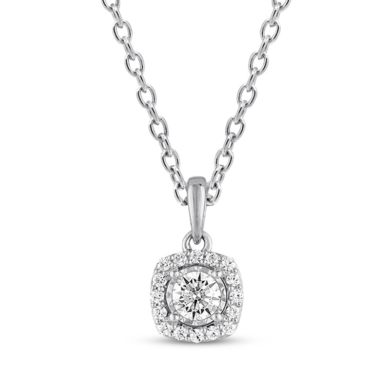 Main Image 1 of Previously Owned Diamond Necklace 1/4 ct tw Round-cut 10K White Gold 18&quot;