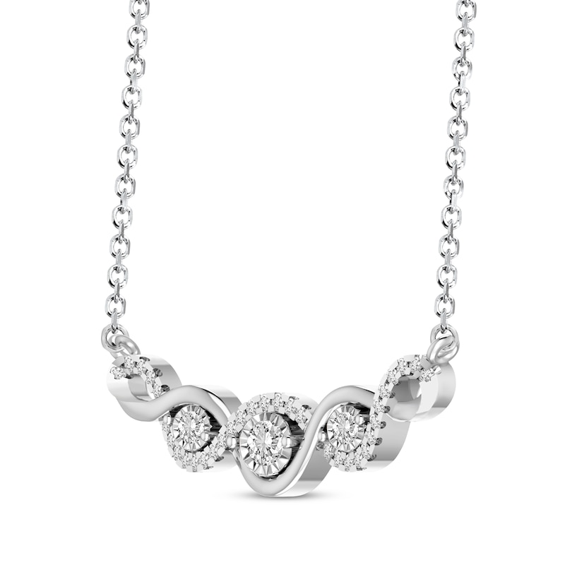 Main Image 2 of Previously Owned Diamond Fashion Necklace 1/4 ct tw Round-cut 10K White Gold 18&quot;